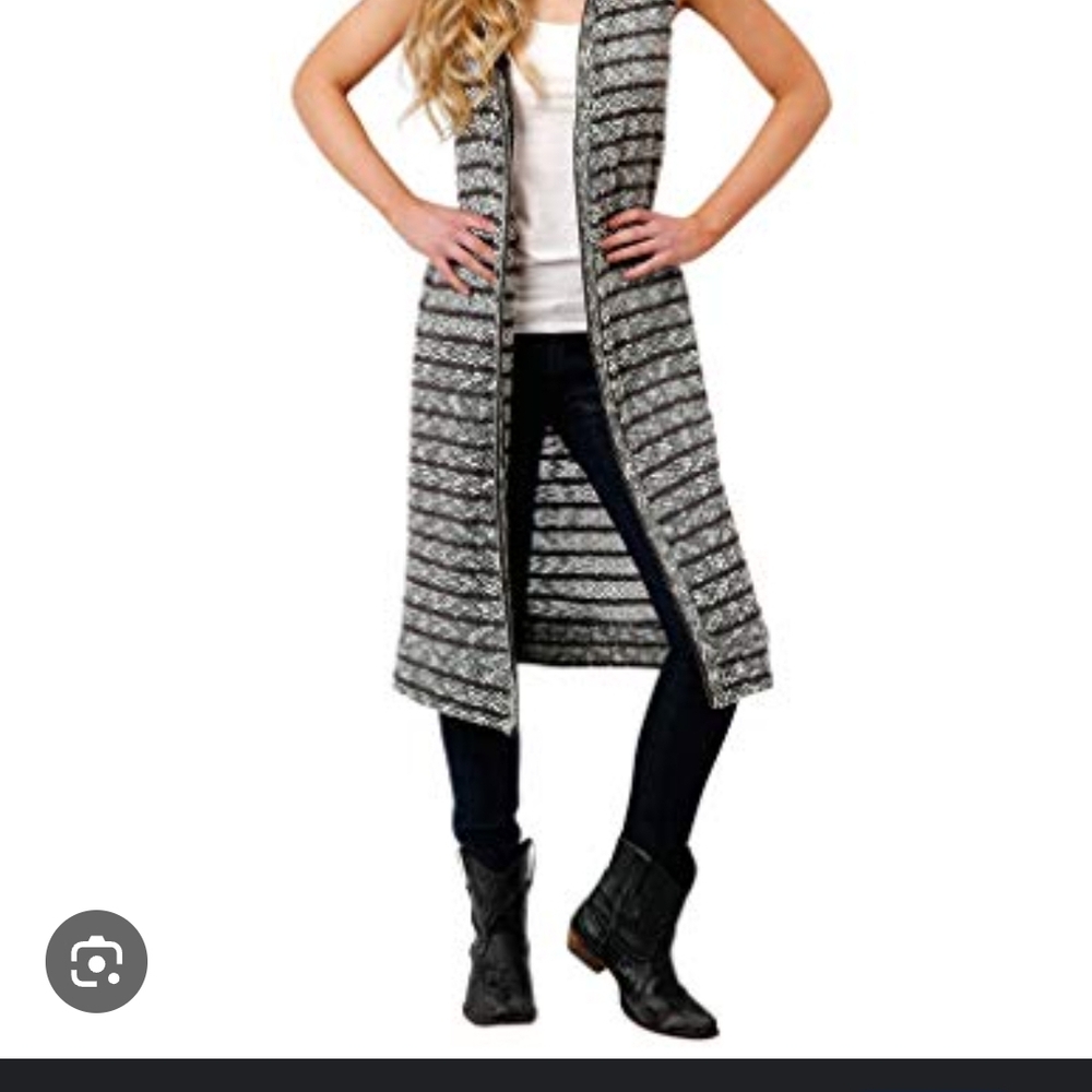 Roper Black and White Knit Vest